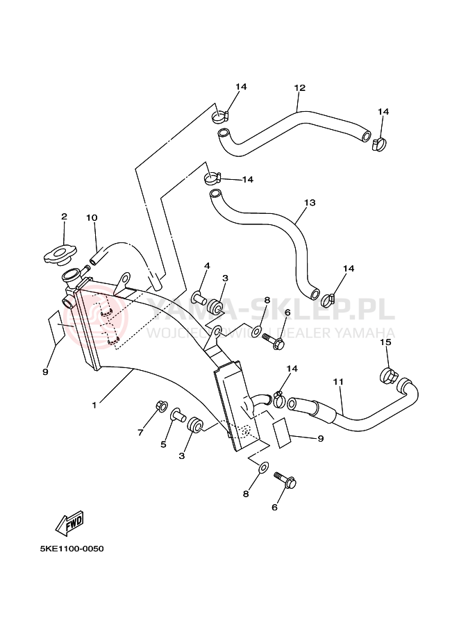 Schemat "Układ chlodzenia" do Yamaha TZ250
