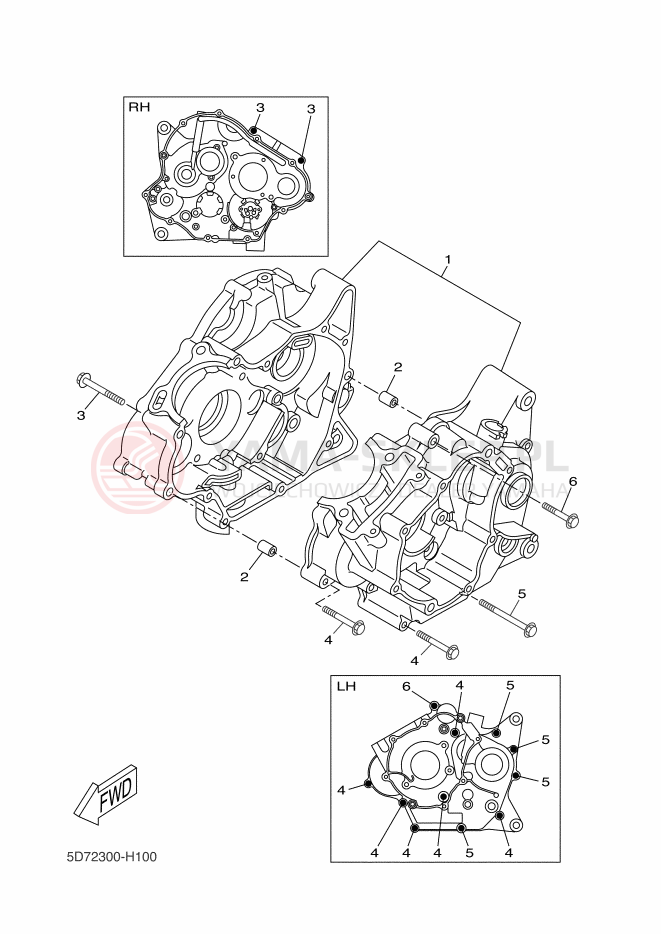 Schemat "Obudowa silnika" do Yamaha WR125R