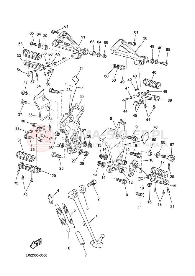 Schemat "Stopka postojowa i podnóżki" do Yamaha BT1100