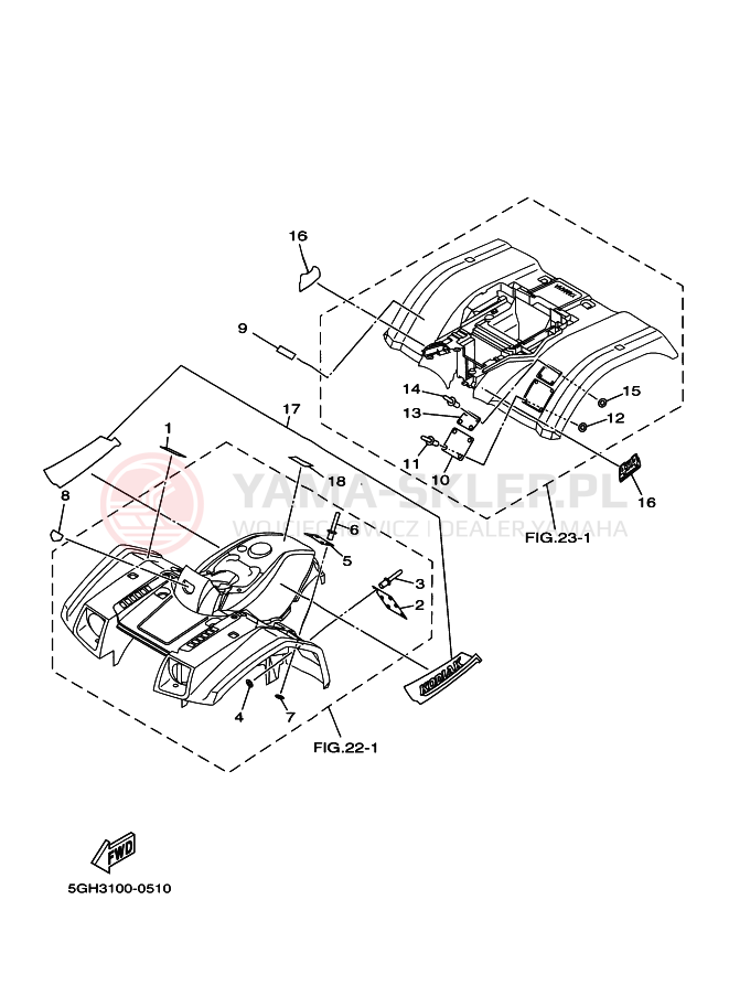 Schemat "naklejki" do Yamaha YFM400FA