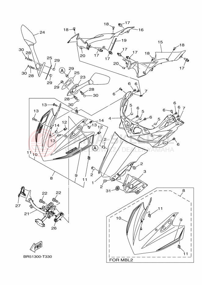 Schemat "Szyba" do Yamaha YZF-R3