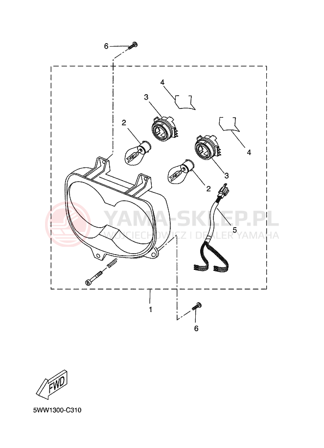 Schemat "Lampa przód" do Yamaha BWS