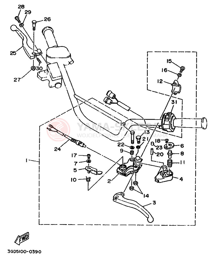 Schemat "Kierownica i osprzęt" do Yamaha WARRIOR