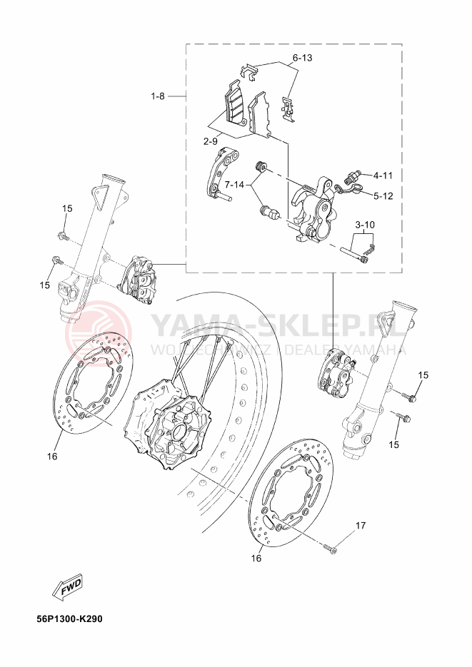 Schemat "Układ hamulcowy przód" do Yamaha XT660Z ABS