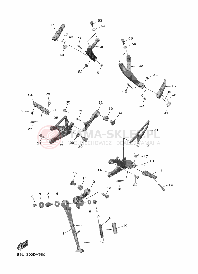 Schemat "Stopka postojowa i podnóżki" do Yamaha YZF1000 YZF-R1