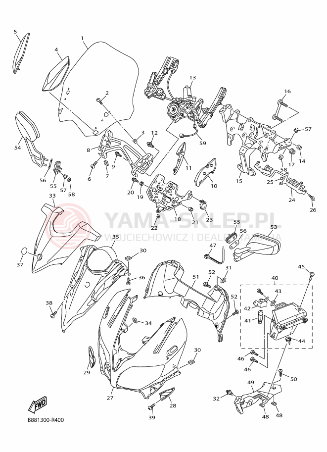 Schemat "elementy nadwozia" do Yamaha FJR1300A