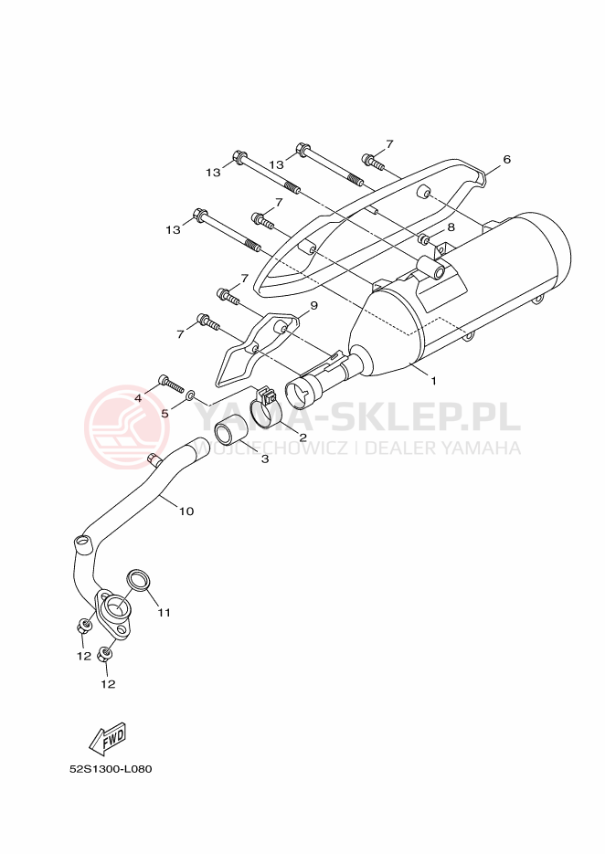 Schemat "Wydech końcowy" do Yamaha XENTER 150