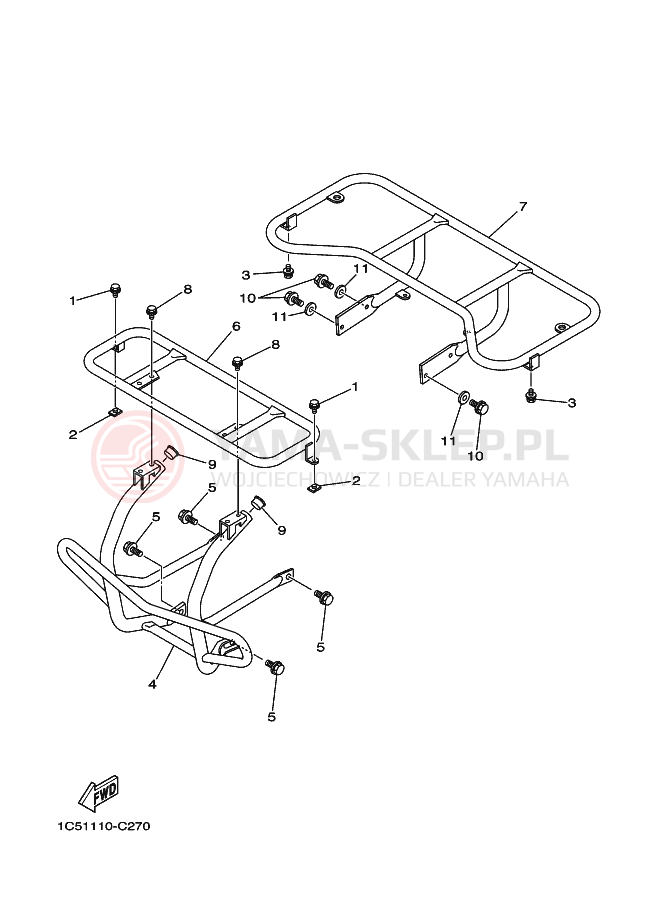 Schemat "RAMIĘ STERUJĄCE" do Yamaha GRIZZLY 125