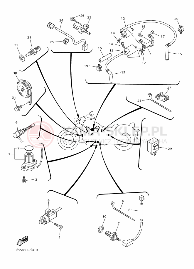 Schemat "układ elektryczny" do Yamaha XV950 ABS