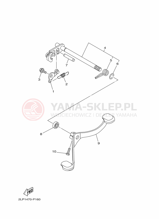 Schemat "Dźwignia zmiany biegów, wałek" do Yamaha YC125-5