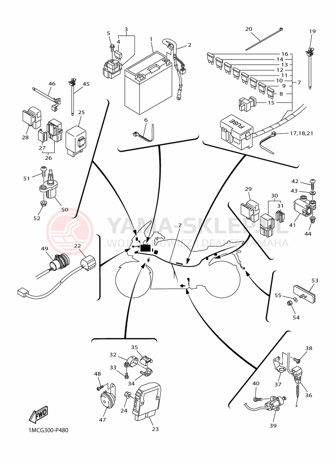Schemat "układ elektryczny" do Yamaha FJR1300A