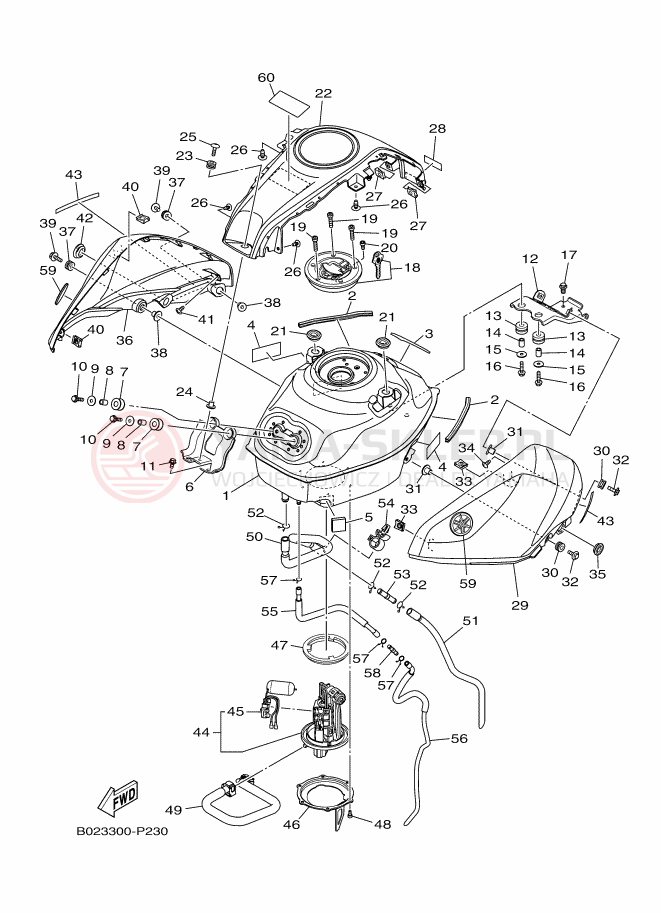 Schemat "zbiornik paliwa" do Yamaha YZF-R3