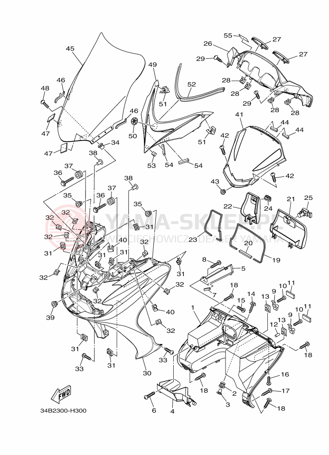 Schemat "Nadwozie przód" do Yamaha MAJESTY400A