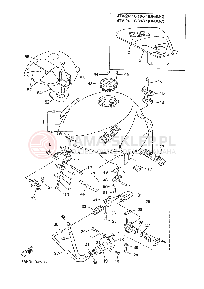 Schemat "zbiornik paliwa" do Yamaha YZF600R YZF600RK YZF