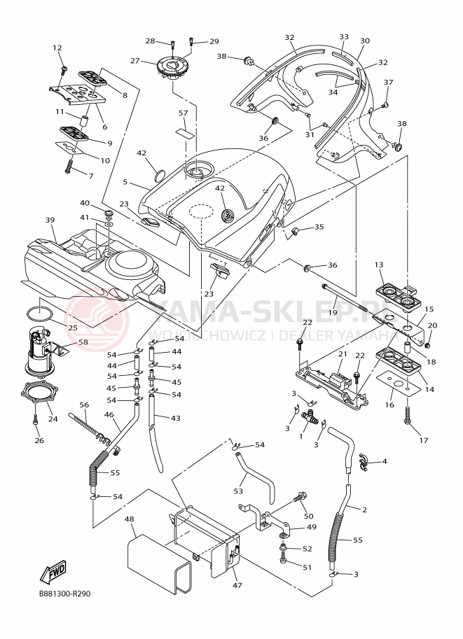 Schemat "zbiornik paliwa" do Yamaha FJR1300A
