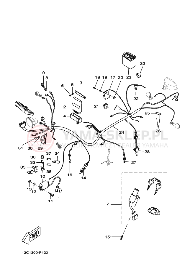 Schemat "układ elektryczny" do Yamaha DT50RSM