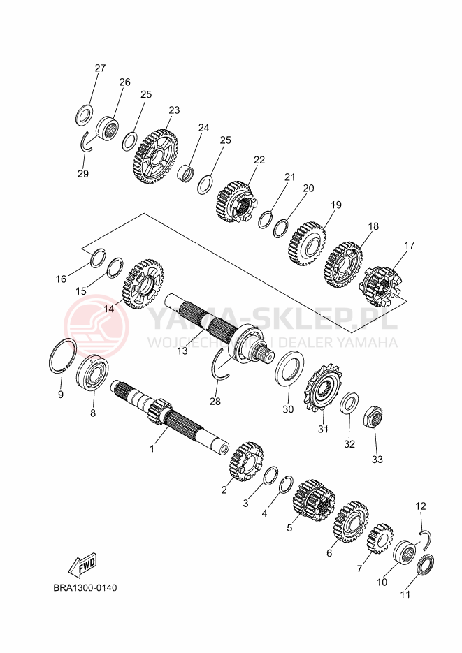 Schemat "Skrzynia biegów " do Yamaha R3