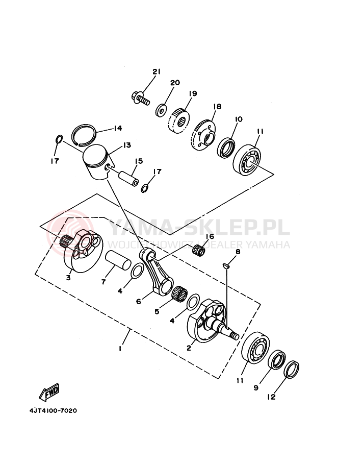 Schemat "Wał korbowy, tłok" do Yamaha TZ125