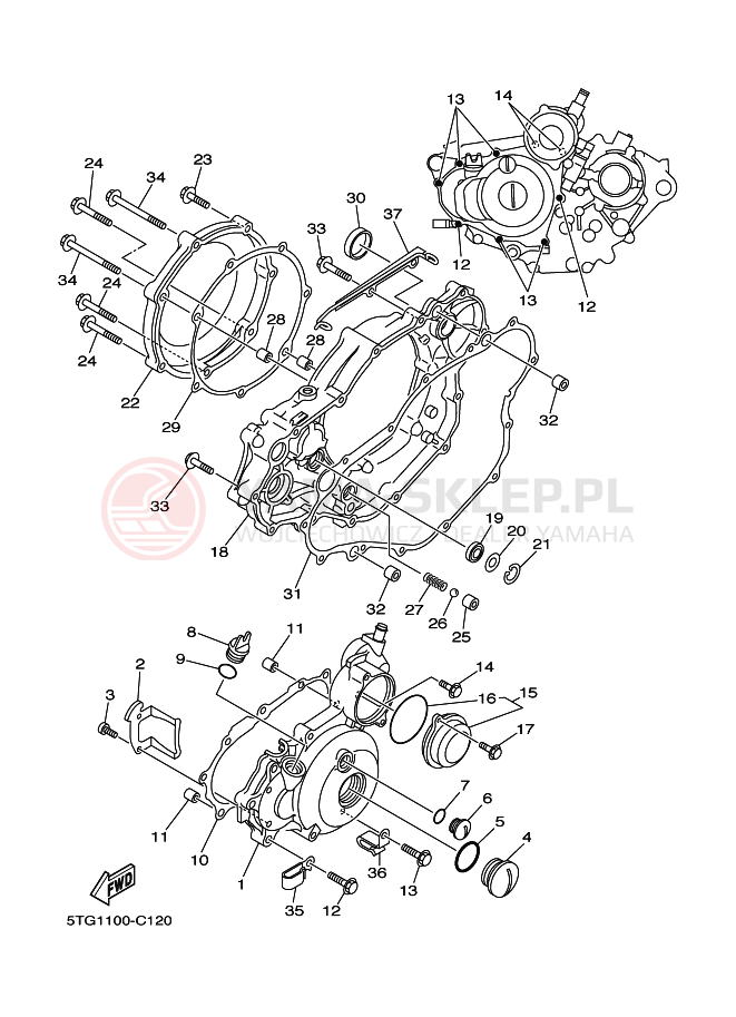 Schemat "Pokrywa silnika" do Yamaha YFZ450T