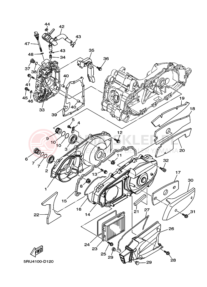 Schemat "Pokrywa silnika" do Yamaha MAJESTY400