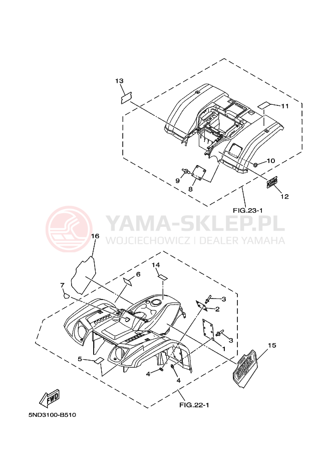 Schemat "naklejki" do Yamaha KODIAK 4WD