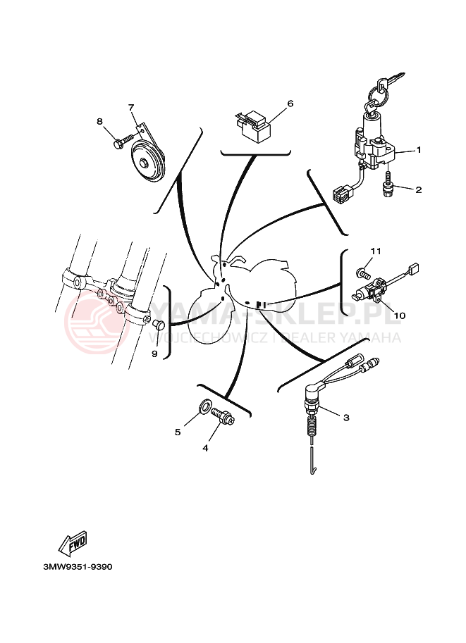 Schemat "układ elektryczny" do Yamaha SR125