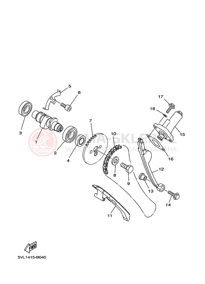 Schemat "Wałek rozrządu" do Yamaha YBR125