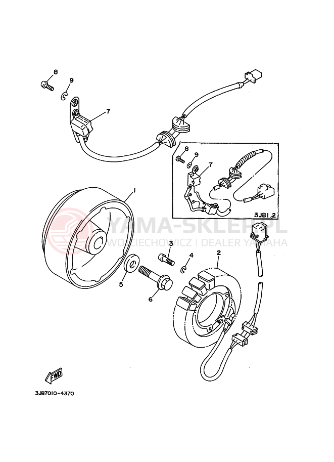 Schemat "prądnica" do Yamaha XV400 VIRAGO