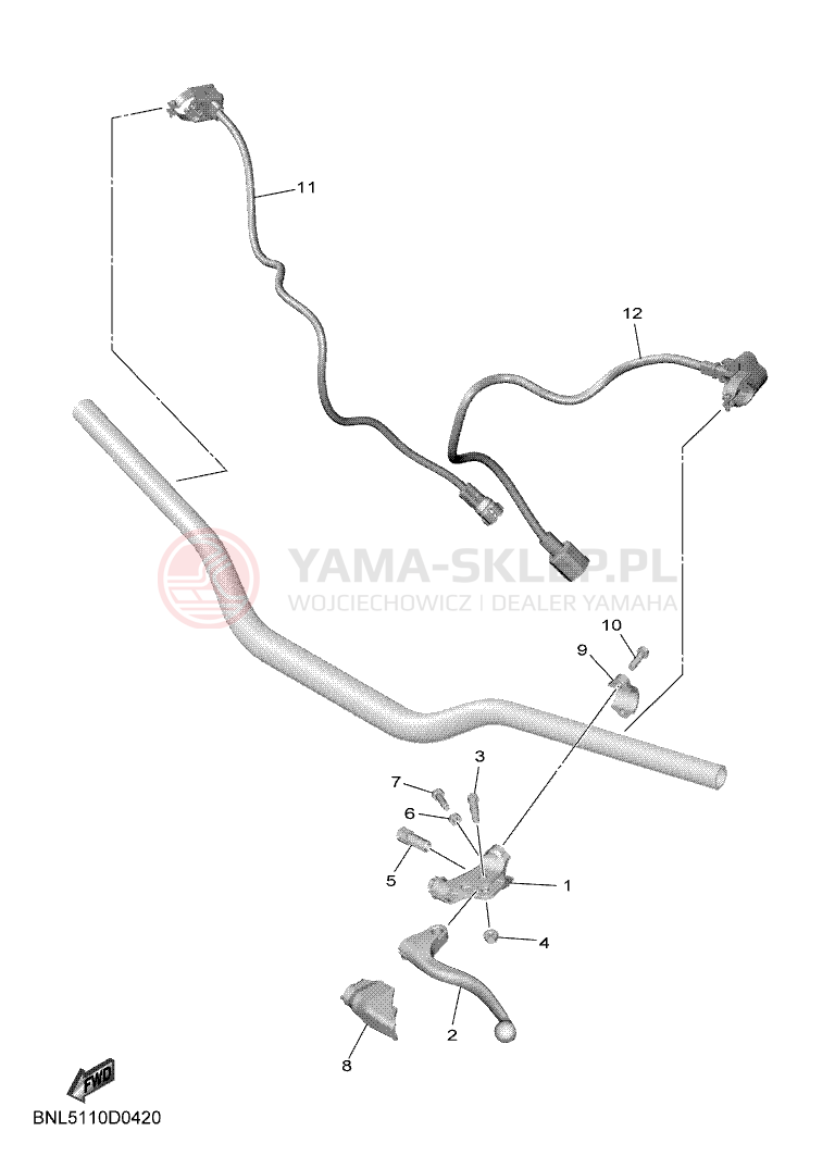 Schemat "Kierownica i osprzęt" do Yamaha YZ450F