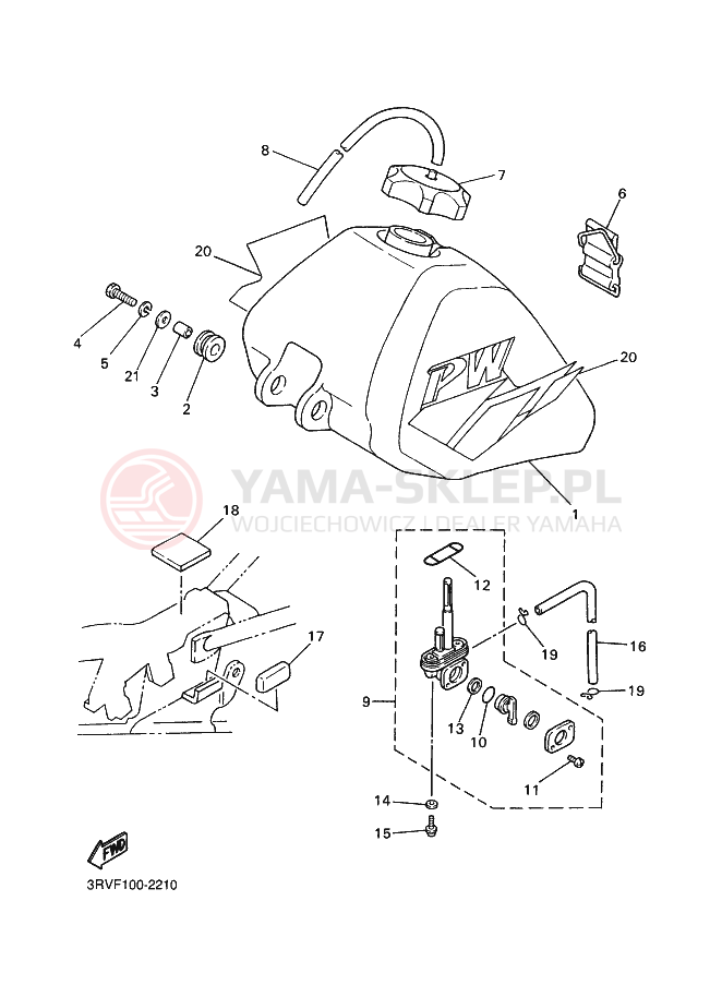 Schemat "zbiornik paliwa" do Yamaha PW80
