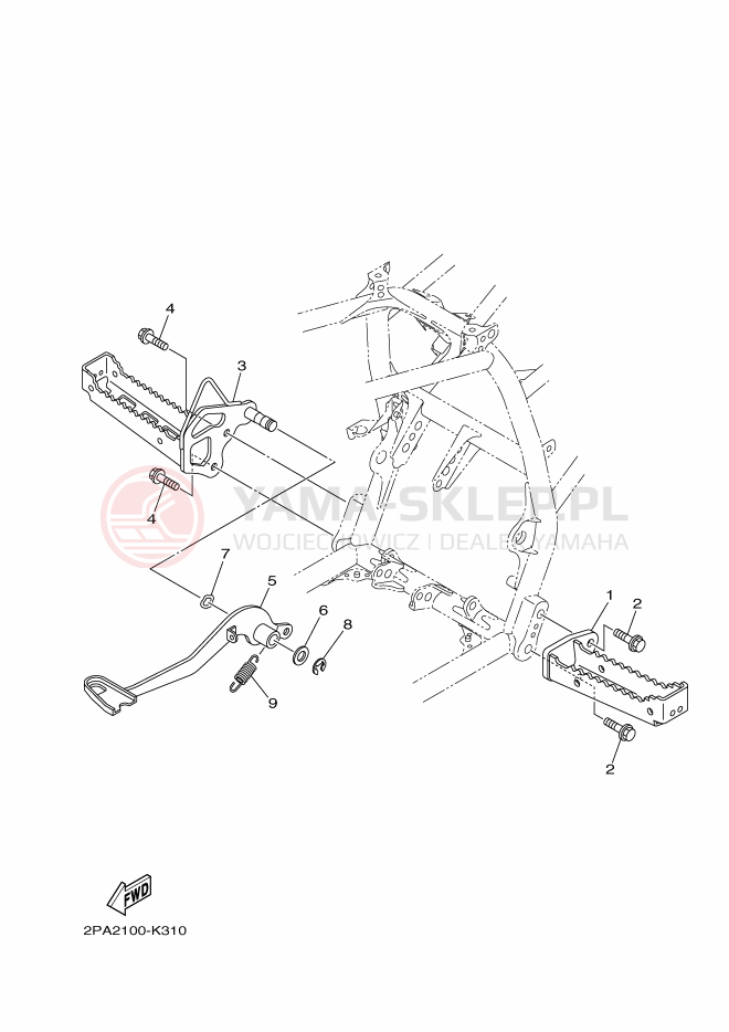 Schemat "Stopka postojowa i podnóżki" do Yamaha RAPTOR 125