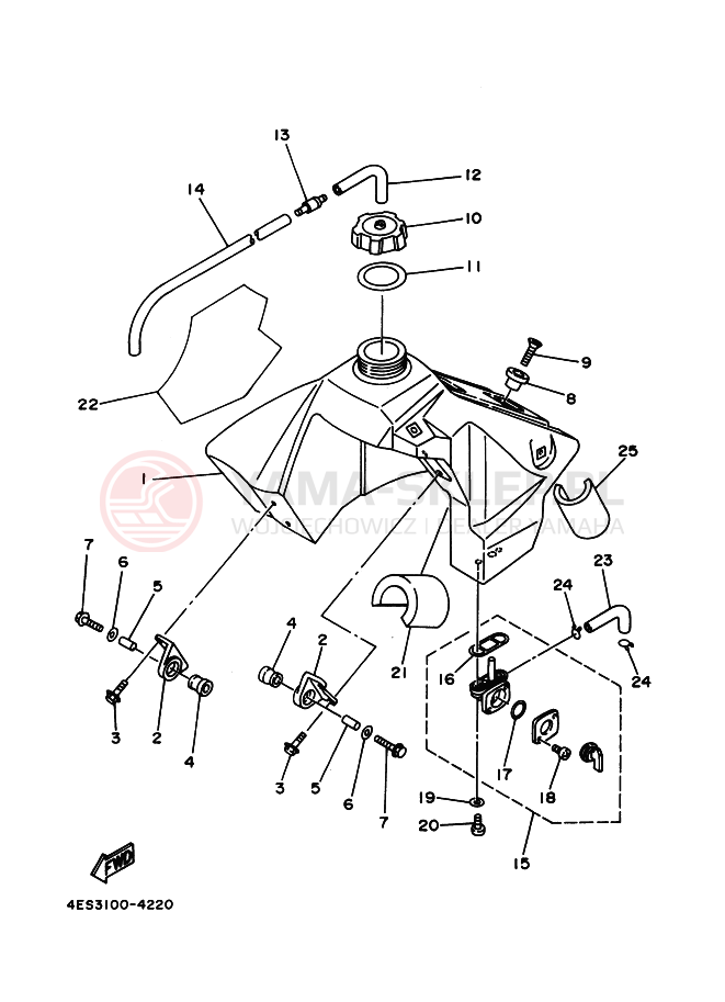 Schemat "zbiornik paliwa" do Yamaha YZ80