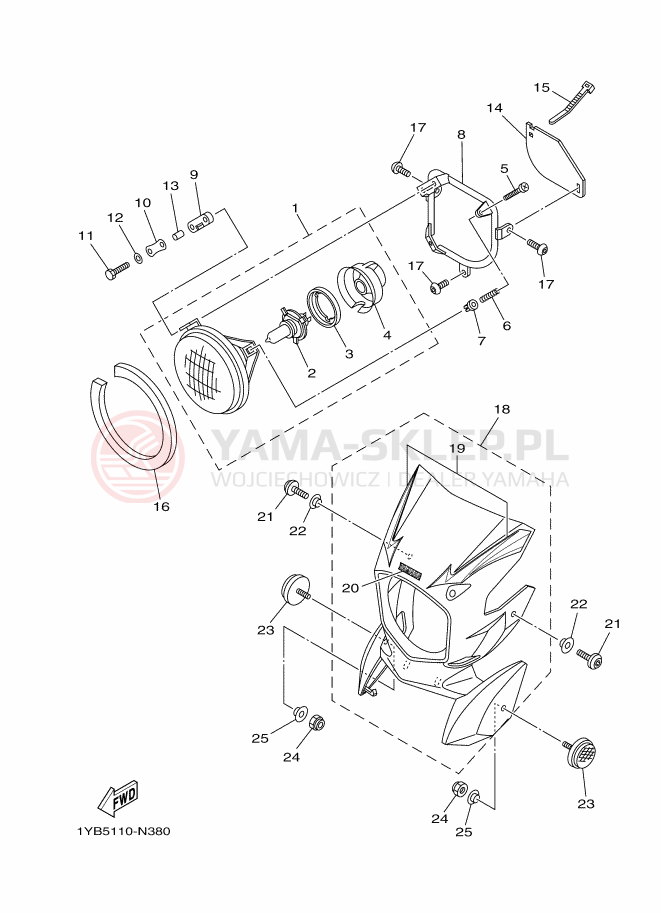 Schemat "Lampa przód" do Yamaha XT250E