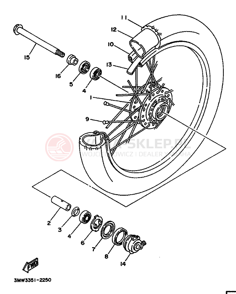Schemat "Koło przód" do Yamaha SR125