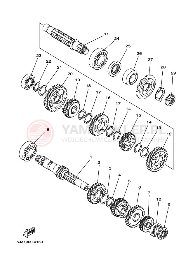 Schemat "Skrzynia biegów " do Yamaha XVS125 DRAGSTAR