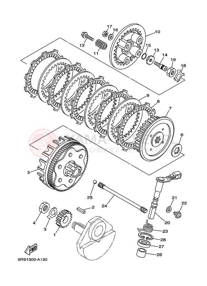 Schemat "sprzęgło" do Yamaha TW125