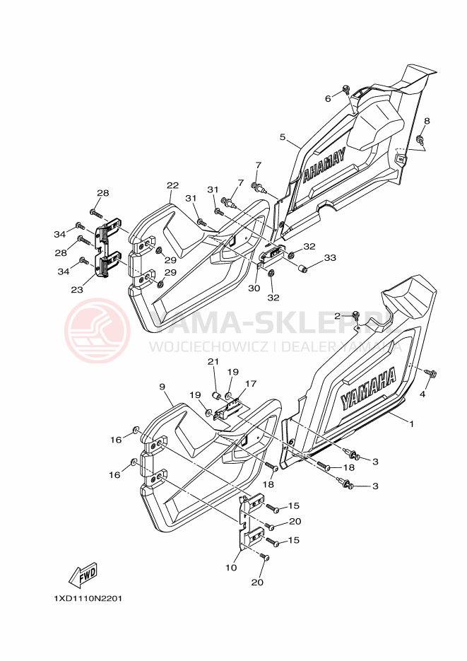 Schemat "Pokrywa boczna" do Yamaha YXM700PE