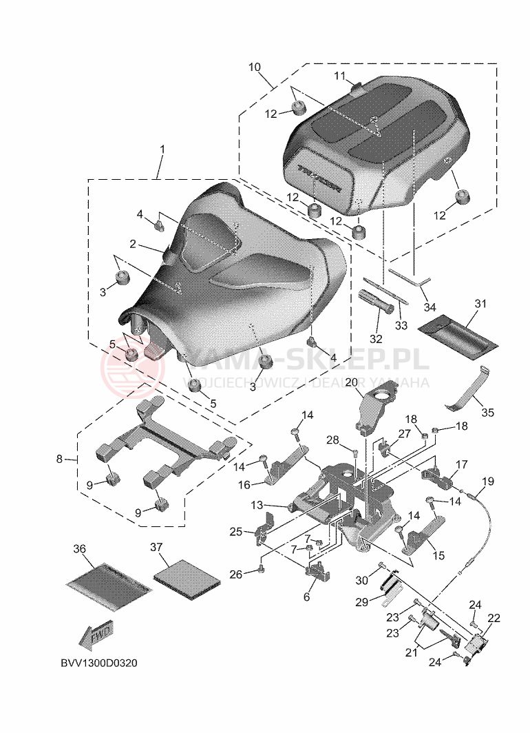 Schemat "siedzenie" do Yamaha TRACER 9 GT+ Y-AMT