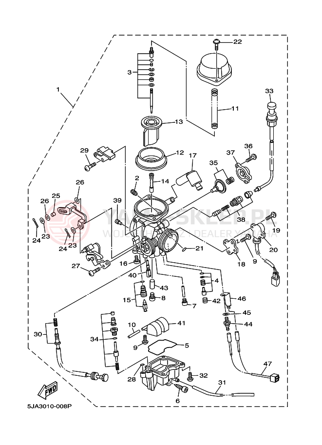 Schemat "Gaźnik" do Yamaha XV1600 XV1600A