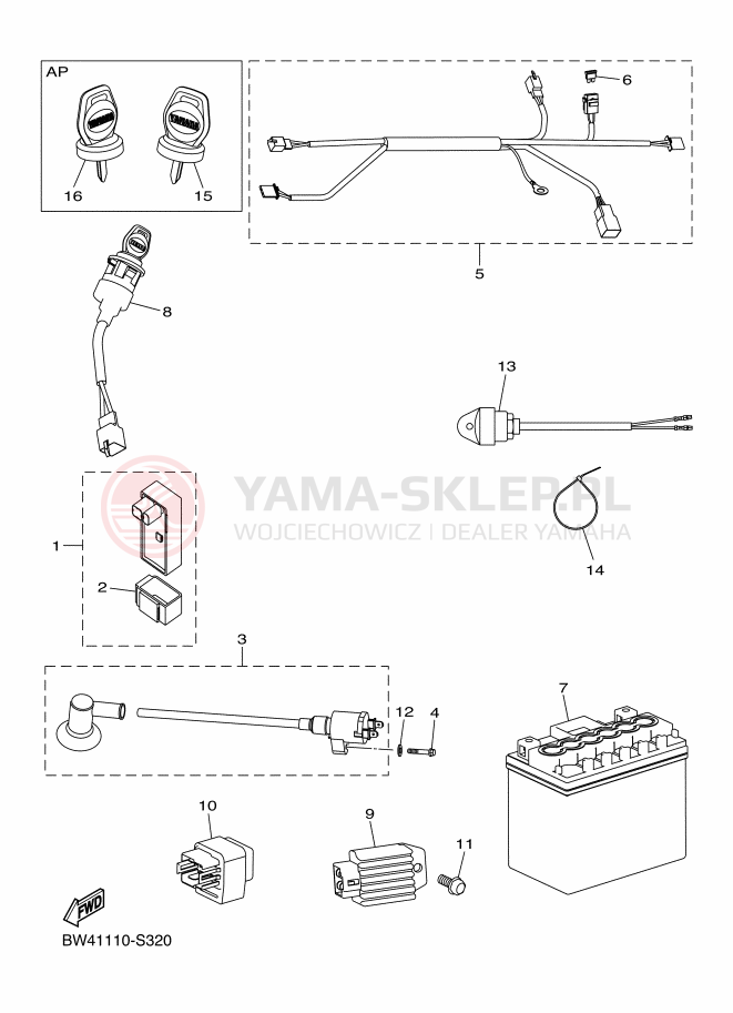 Schemat "układ elektryczny" do Yamaha YFZ50