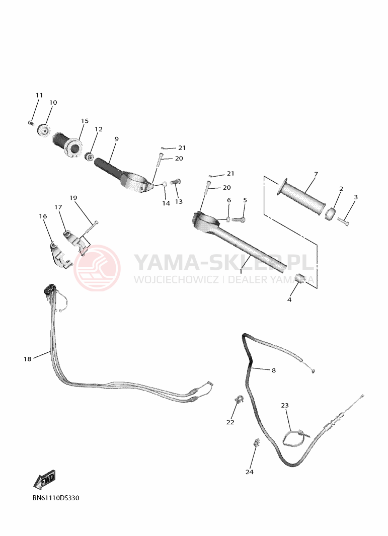 Schemat "Kierownica i osprzęt" do Yamaha YZF-R6