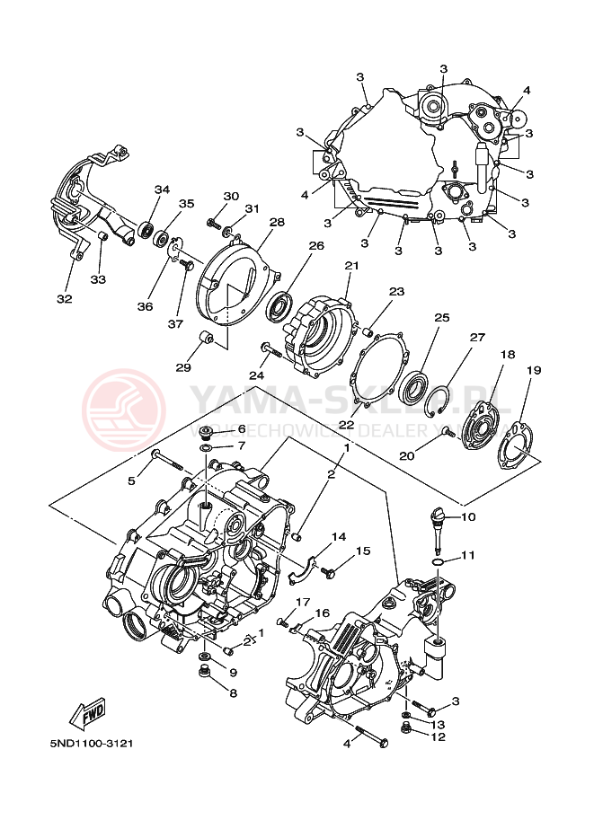 Schemat "Obudowa silnika" do Yamaha KODIAK 2WD
