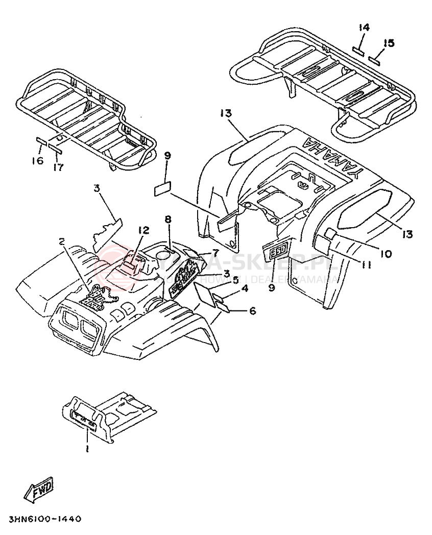Schemat "naklejki" do Yamaha YFM350FW