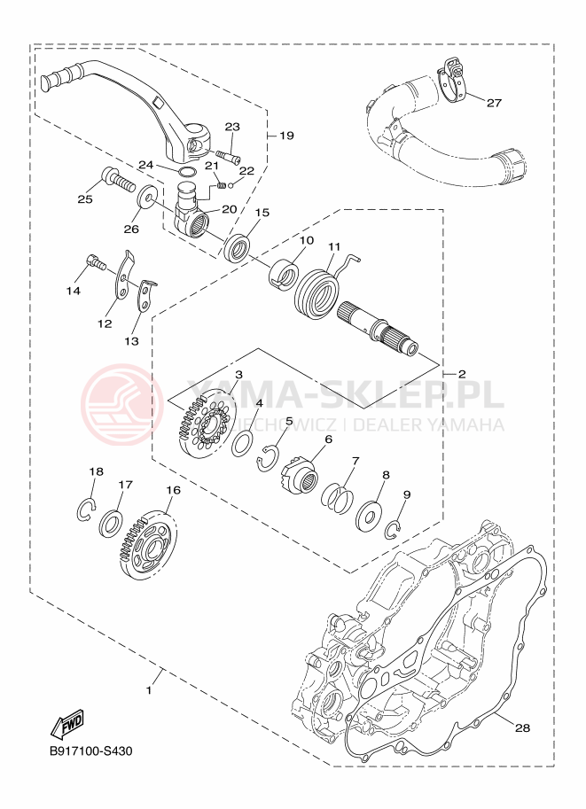 Schemat "kopniak" do Yamaha WR450F