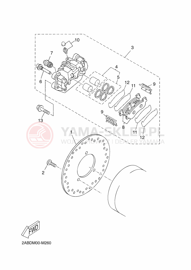 Schemat "Zacisk hamulcowy tylny" do Yamaha X-MAX 125 ABS