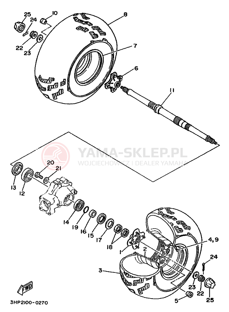 Schemat "Koło tył" do Yamaha YFM350ER