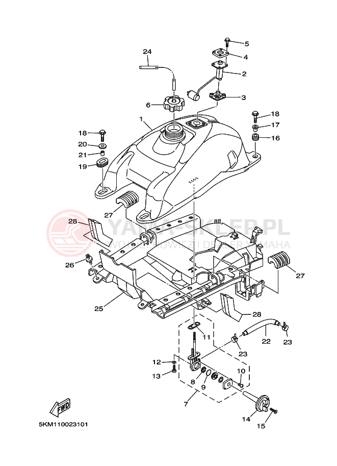Schemat "zbiornik paliwa" do Yamaha GRIZZLY