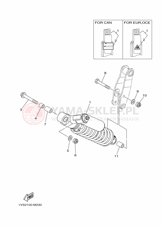 Schemat "zawieszenie tył" do Yamaha YFM700RSE