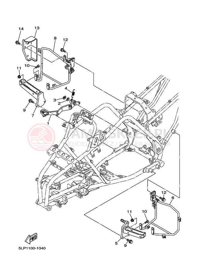Schemat "Stopka postojowa i podnóżki" do Yamaha RAPTOR 660
