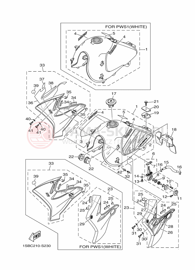 Schemat "zbiornik paliwa" do Yamaha XTZ125E